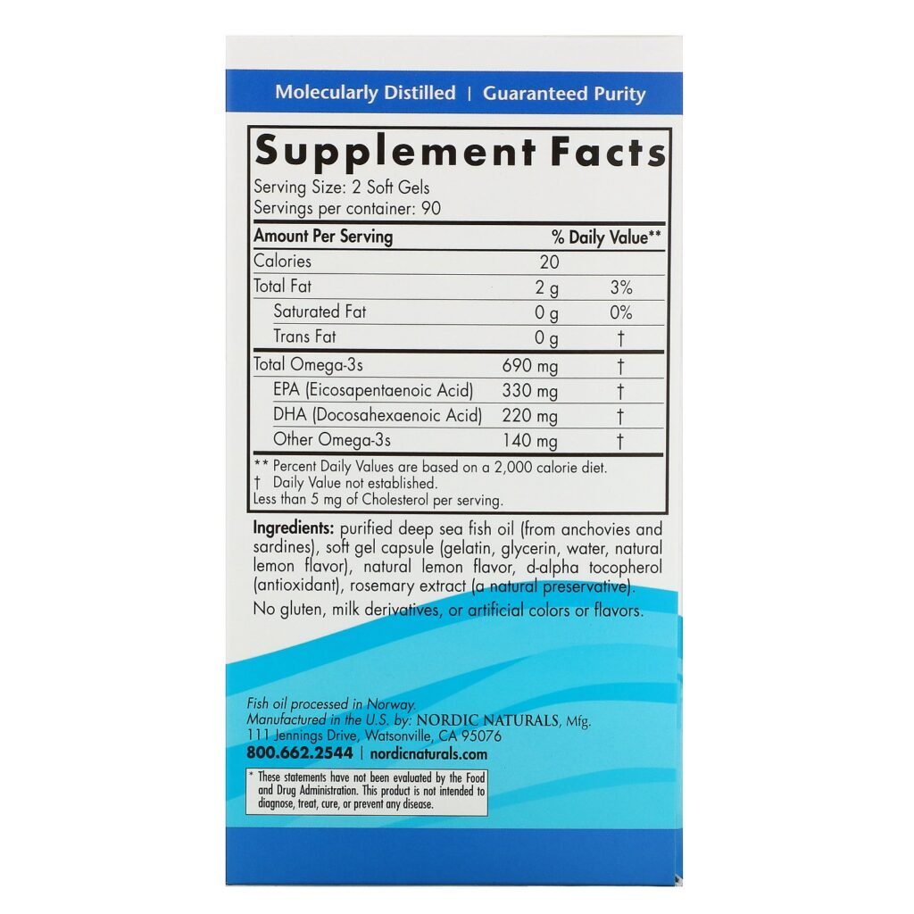 Nordic Naturals, Ômega-3, Limão, 690 mg, 180 Softgels - Imagem 2