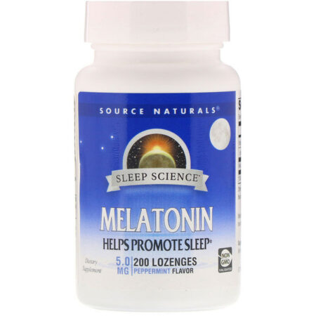 Source Naturals, Melatonina, Hortelã-Pimenta, 5 mg, 200 Pastilhas