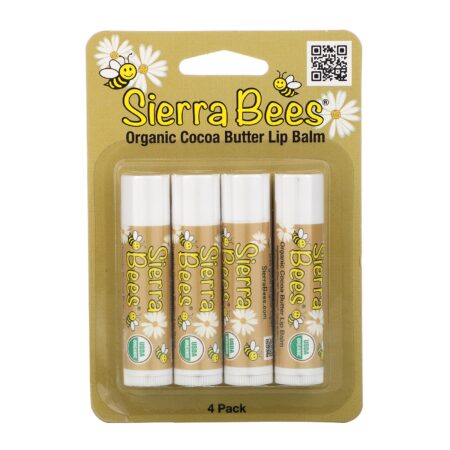 Sierra Bees, Bálsamos Labiais Ôrganicos, Manteiga de Cacau, 4 Embalagens, 0,15 oz (4,25 g) Cada - Image 2