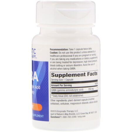 Enzymatic Therapy, GABA, 60 Cápsulas Vegetais - Image 2