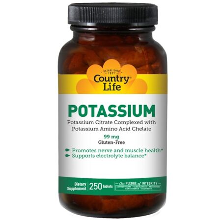 Country Life, Potássio, 99 mg, 250 Comprimidos