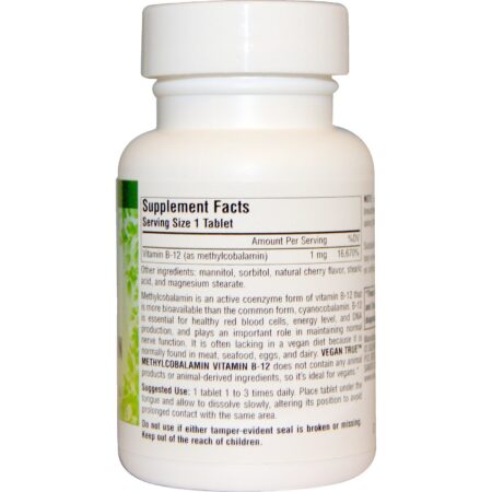 Source Naturals, Vegan True, Metilcobalamina, Sabor Cereja, 1 mg, 60 Comprimidos Sublinguais - Image 2