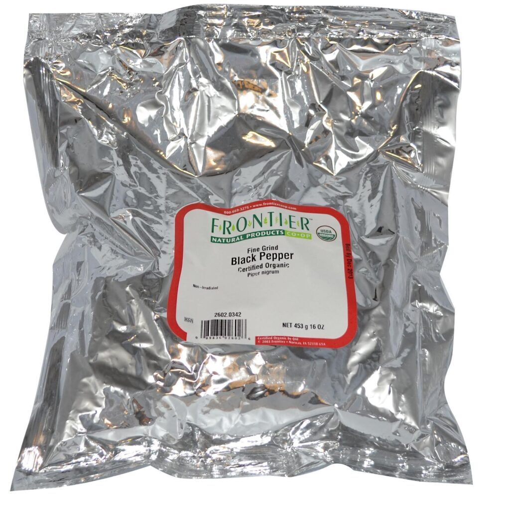 Frontier Natural Products, Pimenta Preta Fina Moída Orgânica, 16 oz (453 g) - Imagem 2