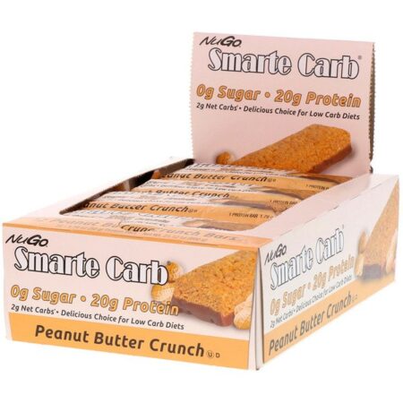 NuGo Nutrition, Smarte Carb Bar, Peanut Butter Crunch, 12 Bars, 1.76 oz (50 g) Each