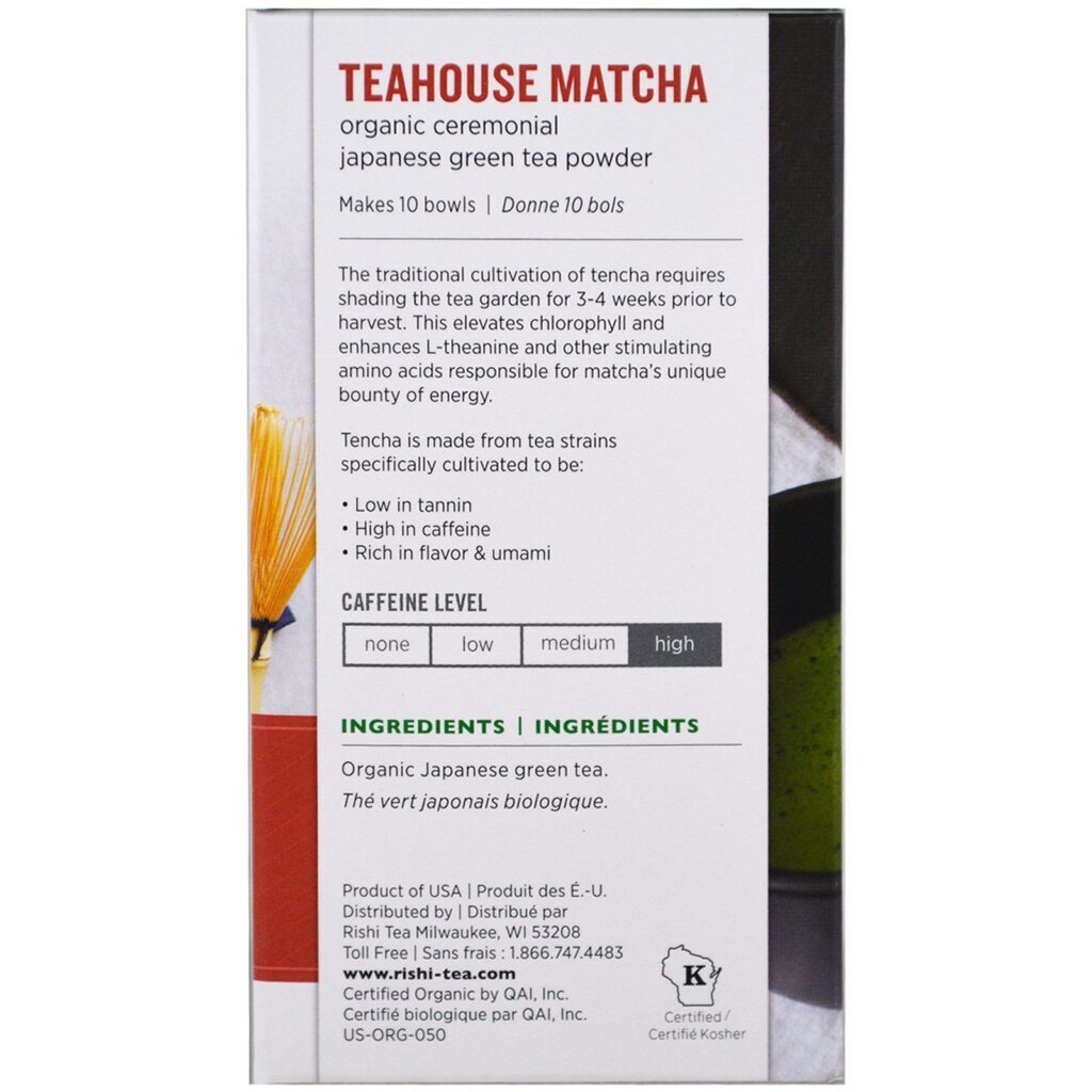 Rishi Tea, Matchá da Casa de Chá, Chá Verde Orgânico Cerimonial Japonês em Pó, 0,70 oz (20 g) - Imagem 2