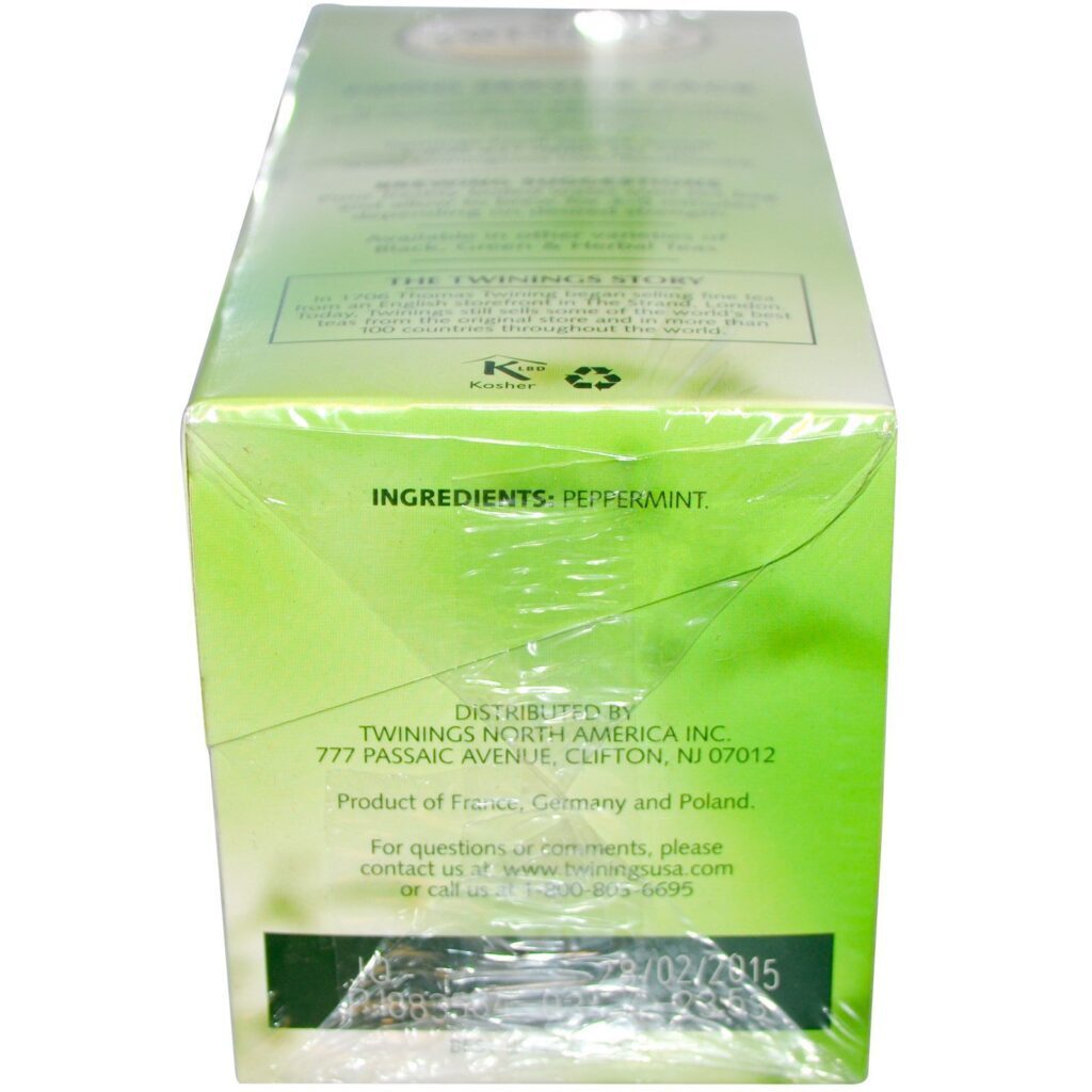 Twinings, Herbal Tea, Pure Peppermint, Sem Cafeína, 25 Saquinhos de Chá, 50 g (1,76 oz) - Imagem 2