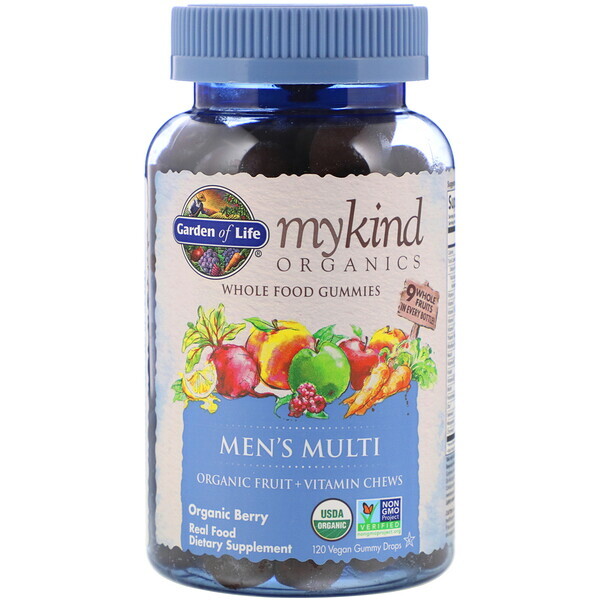 Garden of Life, MyKind Organics, Men's Multi, Baga Orgânica, 120 Balas de Goma