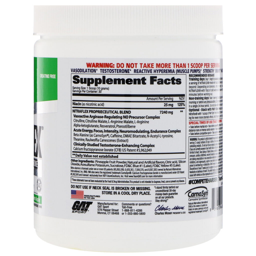 GAT, NITRAFLEX, Green Apple, 10.6 oz (300 g) - Imagem 2