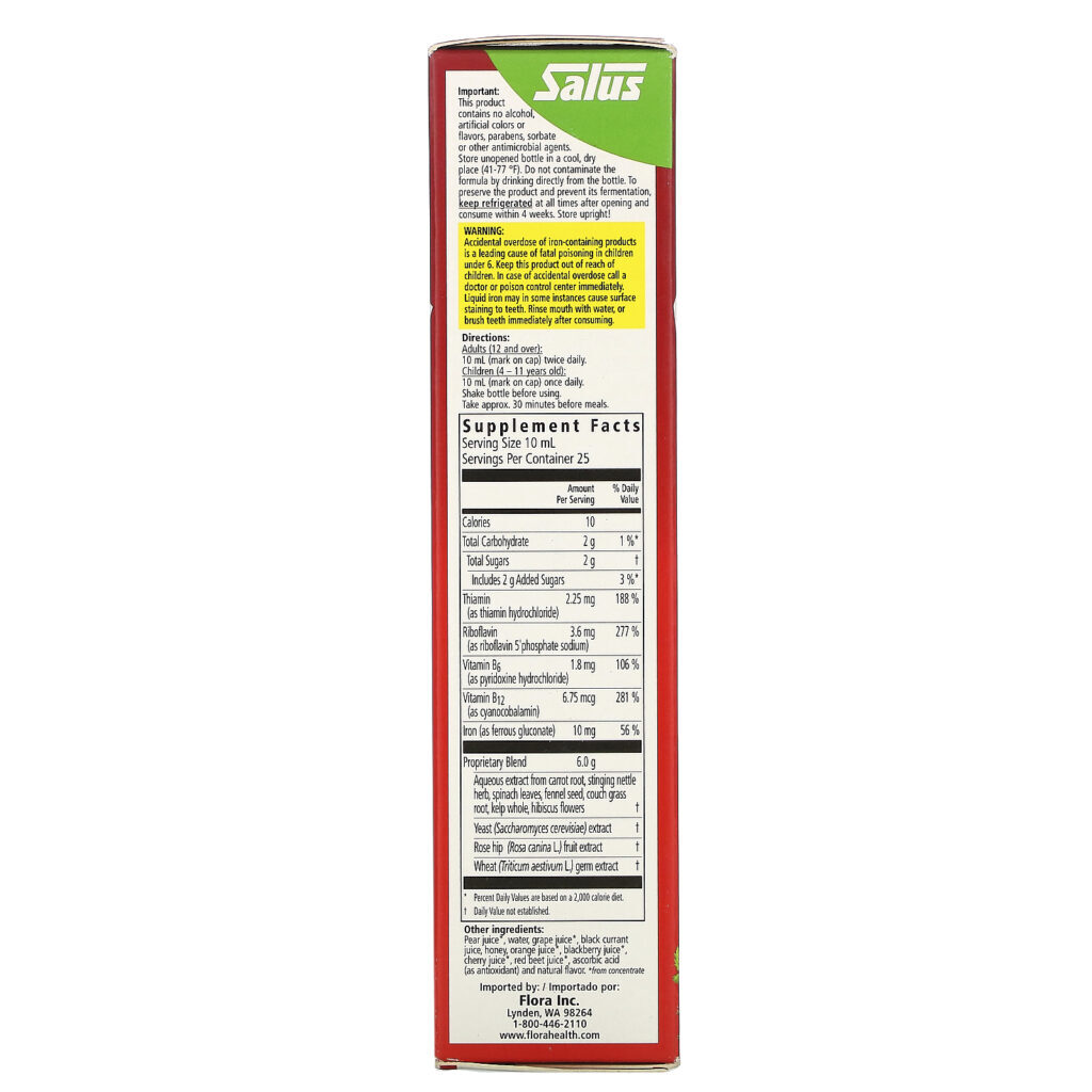 Flora, Floradix, Suplemento para Ferro + Ervas, Fórmula para Extrato Líquido, 250 ml (8,5 fl oz) - Imagem 2