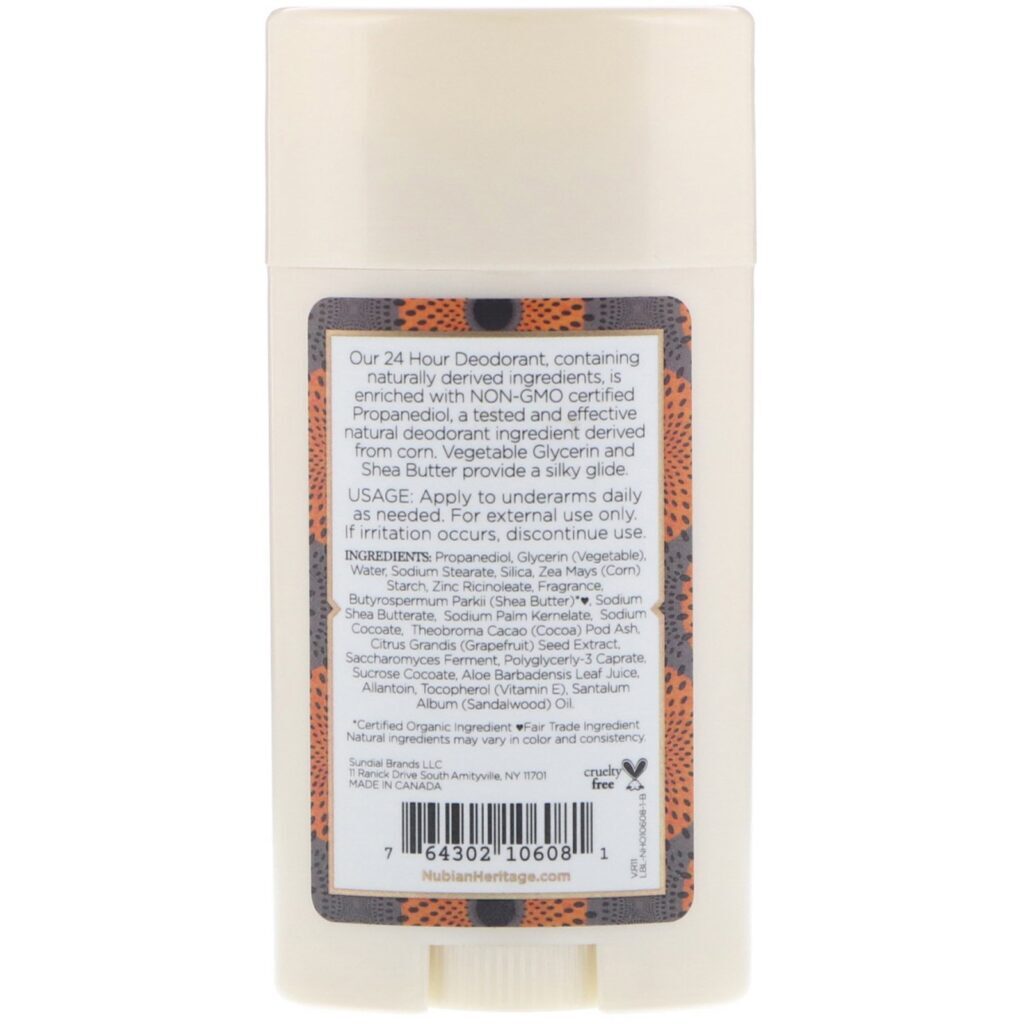 Nubian Heritage, Desodorante 24 Horas, Sabão Negro Africano, 2,25 oz (64 g) - Imagem 2