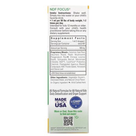 Bioray, NDF Focus, Boost Attention &amp; Remove Toxins, Kids, Sabor Cítrico, 2 fl oz. (60 ml) - Imagem 2