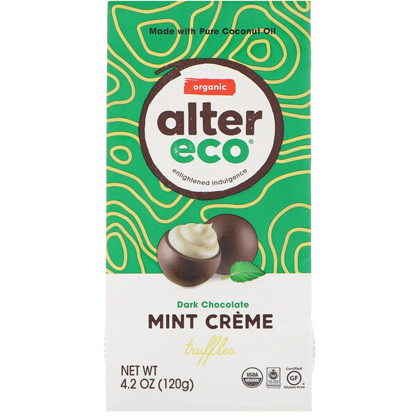 Alter Eco, Trufas de Creme de Hortelã Orgânica, Chocolate Amargo, 120 g (4,2 oz)