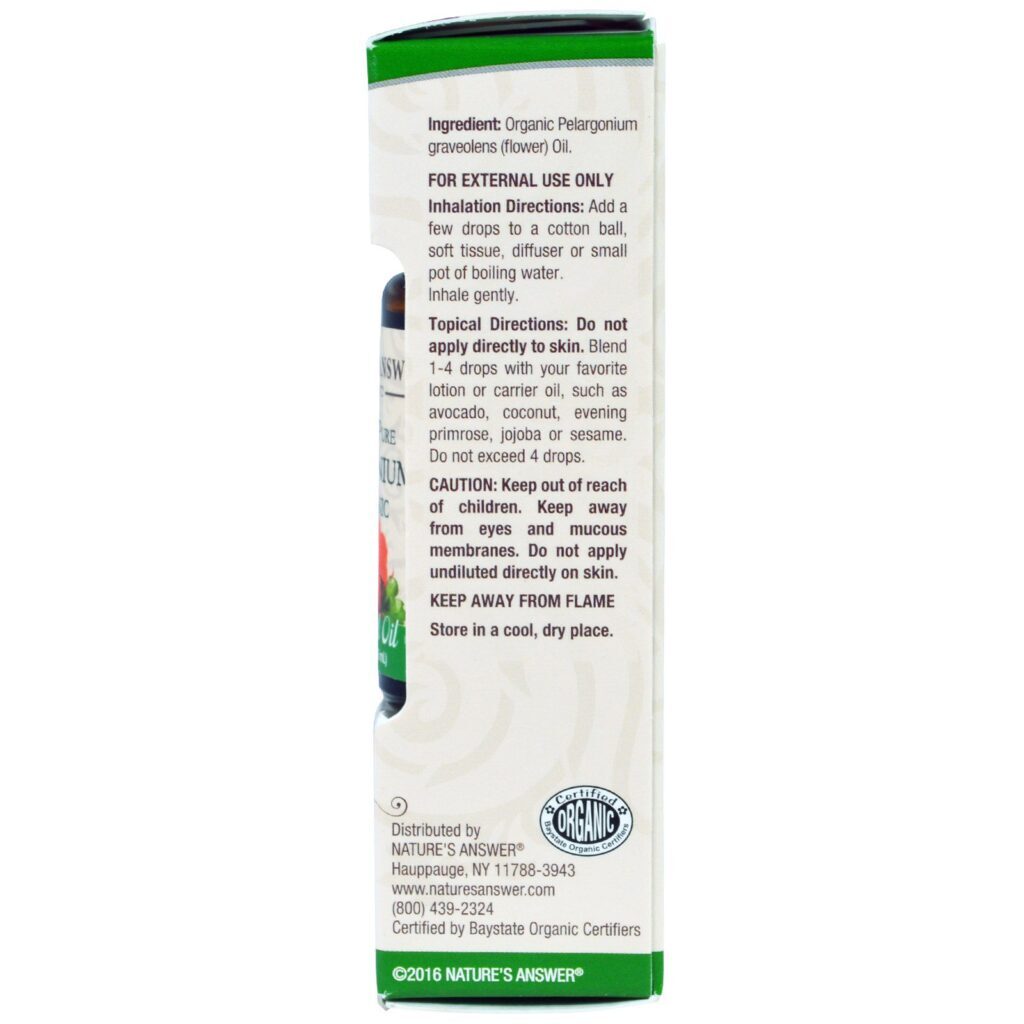 Nature's Answer, Óleo Essencial de Gerânio Orgânico, 15 ml - Imagem 2