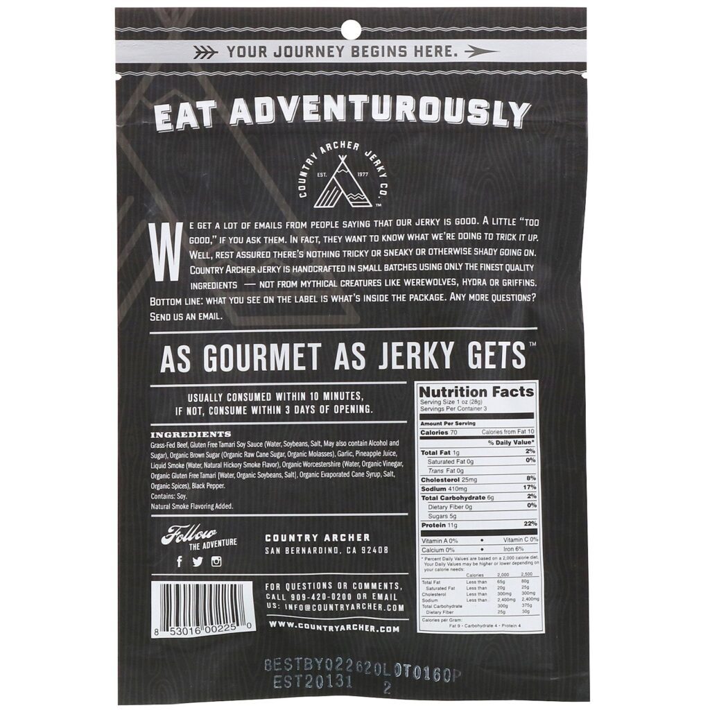 Country Archer Jerky, Beef Jerky, Original, 3 oz (85 g) - Imagem 2