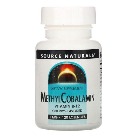 Source Naturals, Mecobalamina com Vitamina B12, Sabor Cereja, 1 mg, 120 Pastilhas