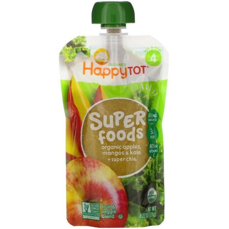 Happy Family Organics, Happy Tot, Stage 4, Super Foods, Organic Apples, Mangos & Kale + Super Chia, 4.22 oz (120 g)