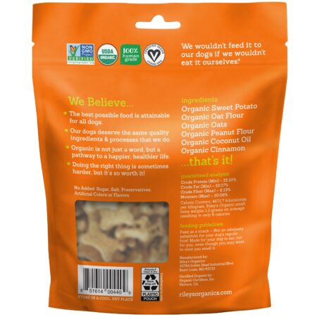 Riley’s Organics, Petiscos para Cães, Ossinhos, Receita de Batata Doce, 5 oz (142 g) - Image 2