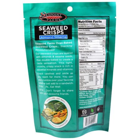 Seapoint Farms, Crisps de Algas, Amêndoas e Gergelim, 1,2 oz (35 g) - Image 2