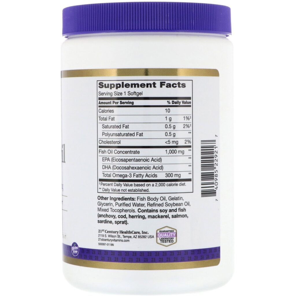21st Century, Óleo de peixe, 1.000 mg, 300 softgels - Imagem 2
