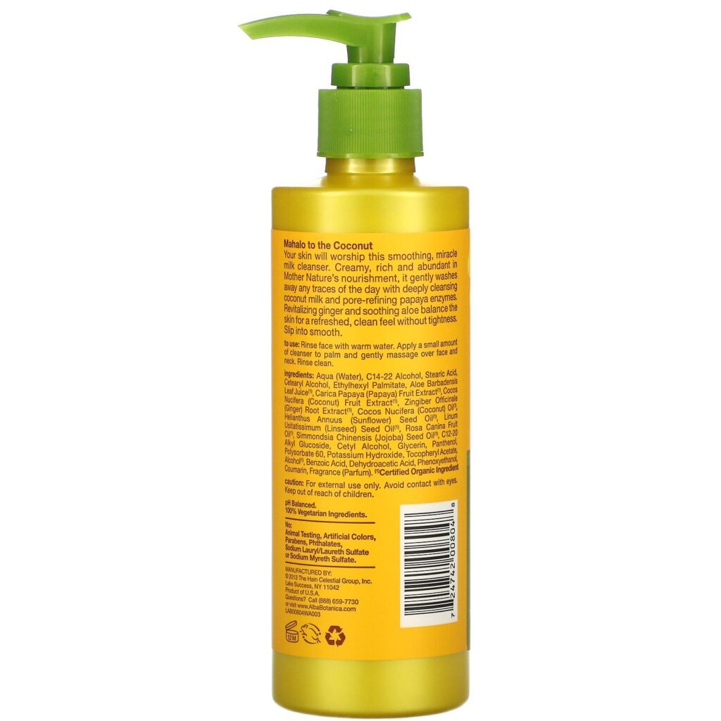 Alba Botanica, Sabonete Líquido Facial Hawaiian, Limpeza Profunda com Leite de Coco, 237 ml (8 fl oz) - Imagem 2