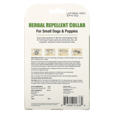 Dr. Mercola, Coleira Repelente de Ervas, para Cães Pequenos e Filhotes, 1 Coleira, 0.7 oz (19,85 g) — foto 2