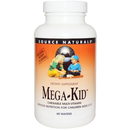 Source Naturals, Mega-Kid, Multivitamina Mastigável, Sabores Naturais de Frutos Silvestres, 60 Wafers