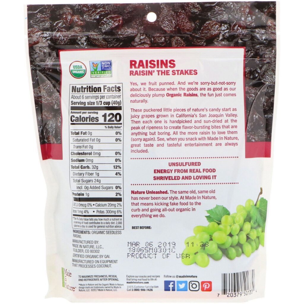 Made in Nature, Passas Orgânicas Desidratadas, Plump & Rich Supersnacks, 255 g (9 oz) - Imagem 2