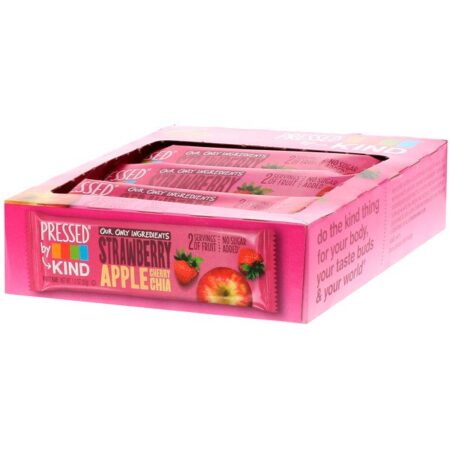 KIND Bars, Pressed by KIND, Strawberry Apple Cherry Chia, 12 Fruit Bars, 1.2 oz (35 g) Each