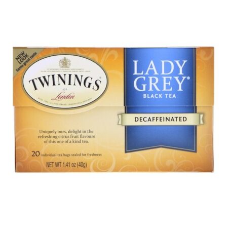 Twinings, Lady Grey Tea, Naturally Decaffeinated, 20 Tea Bags, 1.41 oz (40 g)