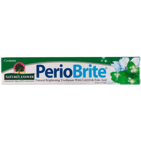 Nature's Answer, Pasta de Dentes Clareamento Natural PerioBrite com Coq10 e Ácido Fólico, Hortelã Fresca, 113,4 g (4 oz)