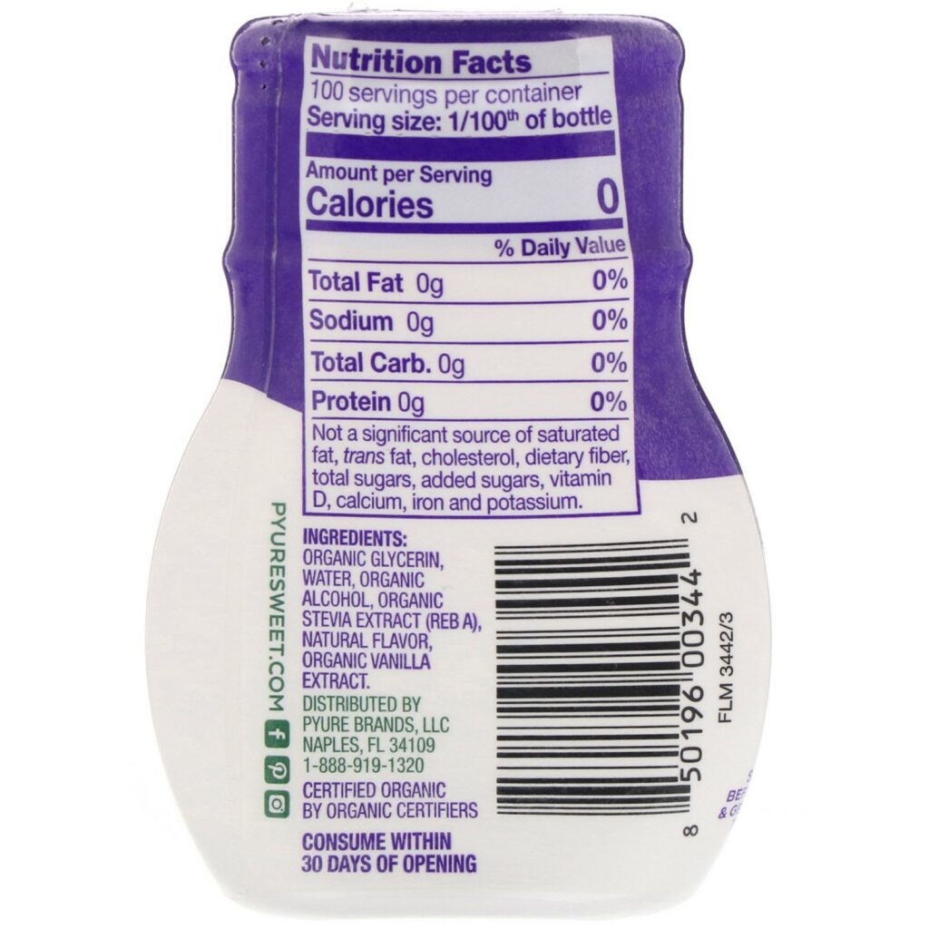 Pyure, Organic Liquid Stevia Extract, Vanilla, 1.8 fl oz (53 ml) - Imagem 2