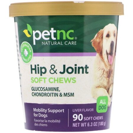 petnc NATURAL CARE, Quadril e Articulações, Todos os Tipos de Cães, Sabor de Fígado, 90 mastigáveis suaves