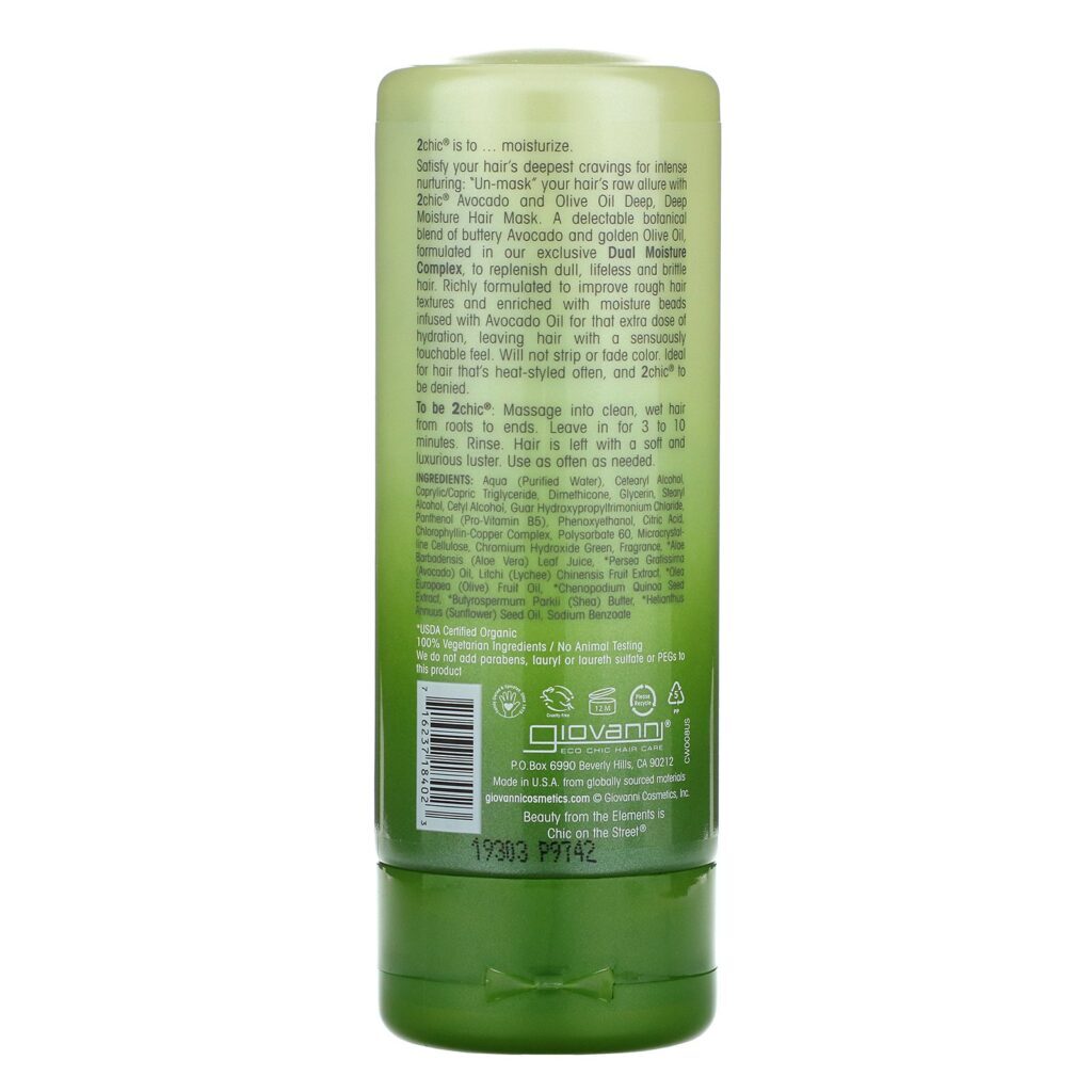 Giovanni, 2chic, Máscara Ultra-Hidratante de Hidratação Profunda, Abacate e Azeite de Oliva, 147 ml (5 fl oz) - Imagem 2