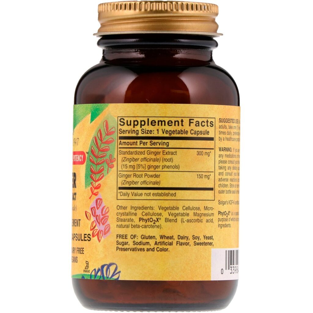 Solgar, Extrato de raiz de gengibre, 60 Cápsulas Vegetais - Imagem 2