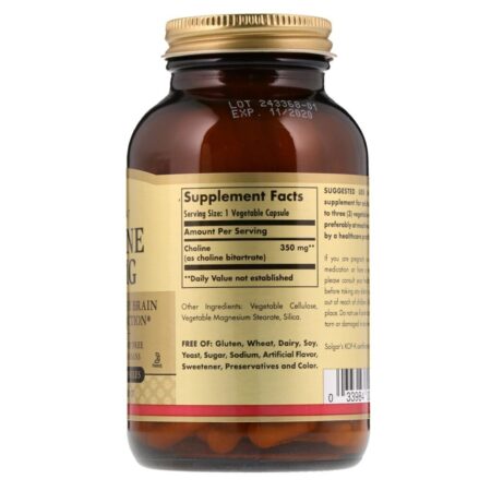 Solgar, Colina, 350 mg, 100 Cápsulas Vegetais - Imagem 2