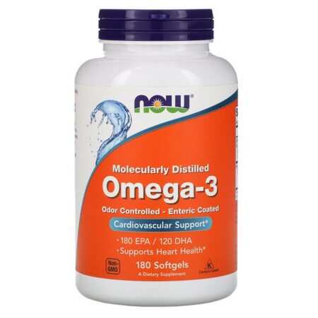 Now Foods, Ômega-3, Destilado Molecularmente, 180 Cápsulas Softgel