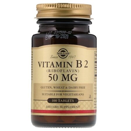 Solgar, Vitamina B2 (Riboflavina), 50 mg, 100 Comprimidos