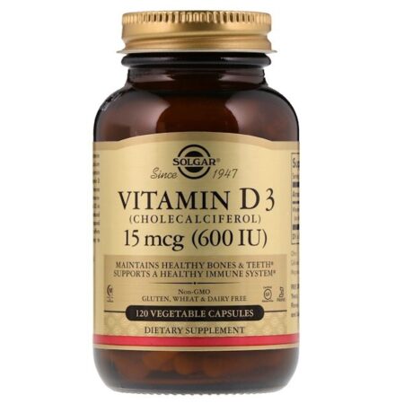 Solgar, Vitamin D3 (Cholecalciferol), 15 mcg (600 IU), 120 Vegetable Capsules