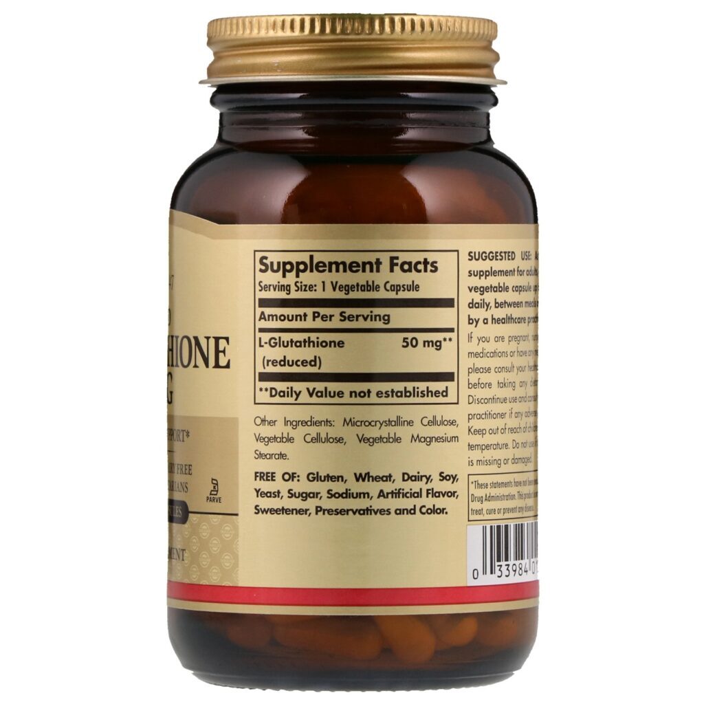 Solgar, L-Glutationa Reduzida, 50 mg, 90 Cápsulas Vegetais - Imagem 2