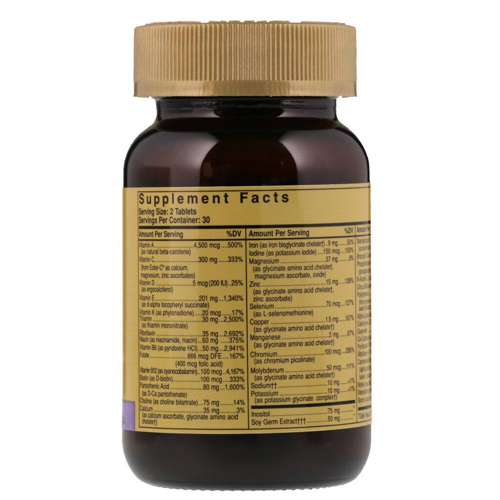 Solgar, Omnium, Complexo Fitonutriente, Fórmula Múltipla de Vitaminas e Minerais, 60 Comprimidos - Imagem 2