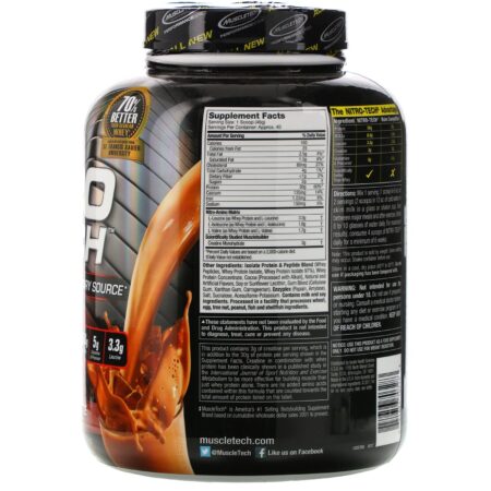 Muscletech, NitroTech, Fonte Principal de Peptídeos de Soro de Leite e Isolados, Chocolate ao Leite, 4,00 lbs (1,81 kg) - Image 2