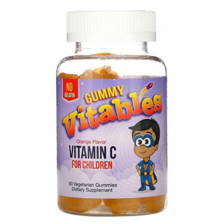 Vitables, Gomas Mastigáveis de Vitamina C para Crianças, Sabor Laranja, 60 Gomas Vegetarianas