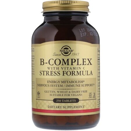 Solgar, B-Complex com Vitamina C Stress Formula, 250 Comprimidos