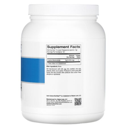 Lake Avenue Nutrition, Creatina em Pó, Sem Sabor, 5.000 mg, 907 g (32 oz) - Image 2