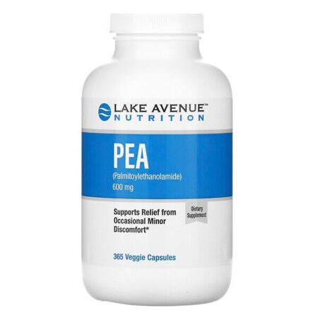 Lake Avenue Nutrition, PEA (Palmitoiletanolamida), 600 mg por Dose, 365 Cápsulas Vegetais