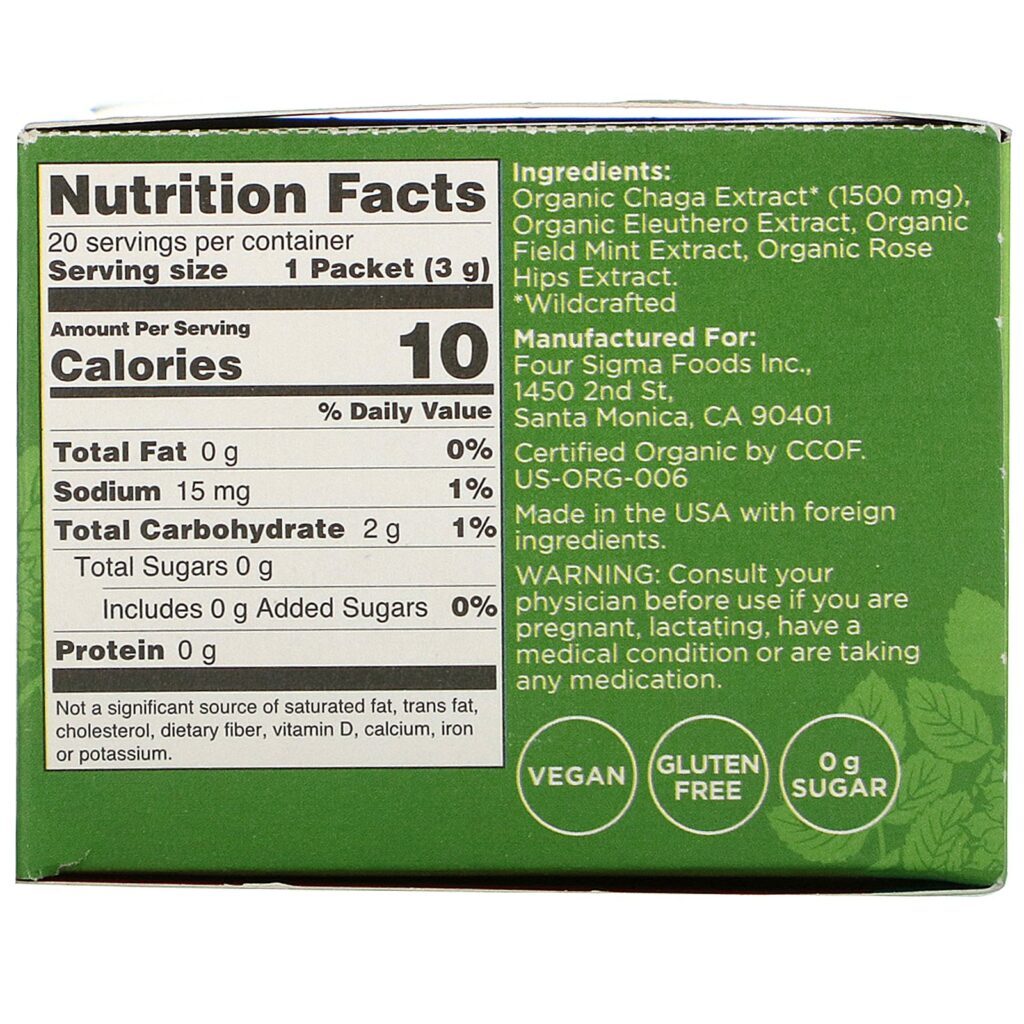 Four Sigmatic, Mushroom Elixir Mix with Chaga, 20 Packets, 0.1 oz (3 g) Each - Imagem 2