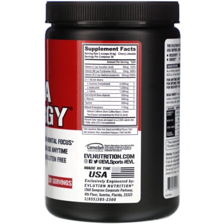 EVLution Nutrition, BCAA Energy, Cherry Limeade, 282 g (9,95 oz) - Image 2