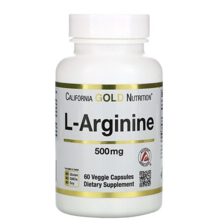 California Gold Nutrition, L-Arginina, AjiPure, 500 mg, 60 Cápsulas Vegetais