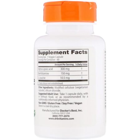 Doctor's Best, Benfotiamine 150 + Alpha-Lipoic Acid 300, 60 Veggie Caps - Image 2