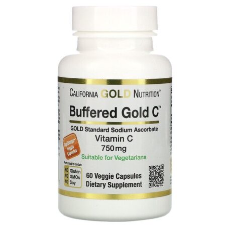 California Gold Nutrition, Cápsulas de Vitamina C Tamponadas, 750 mg, 60 Cápsulas Vegetais